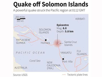 Khu vực bị ảnh hưởng bởi động đất, sóng thần ngày 6-2.